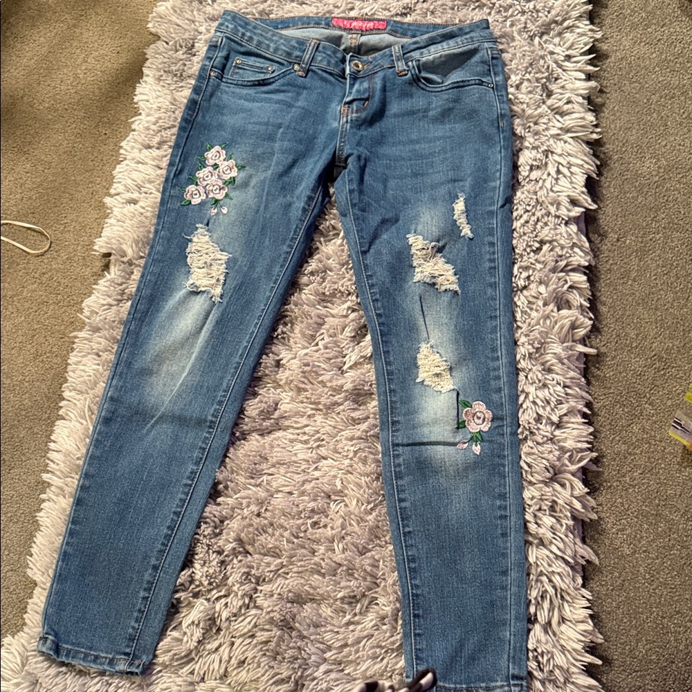 Embroidered Blue Jeans